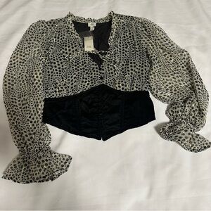 River Island Black and White Polka Dot Blouse